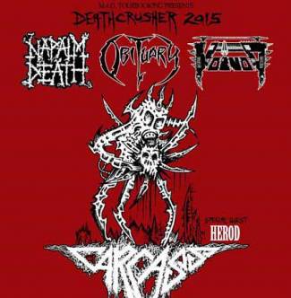 Deathcrusher 2015 met o.m. Napalm Death, Obituary en Carcass